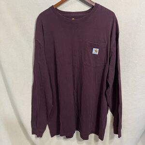 Carhartt Original Fit Mens 2XL Tall Heavyweight Maroon Long Sleeve T Shirt